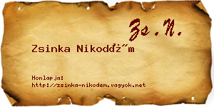 Zsinka Nikodém névjegykártya